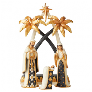 Let Us Adore Him (Black & Gold 7 Piece Nativity Set) N
