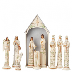 A Time For Joy (White Woodland 10 Piece Nativity Set LE Masterpi
