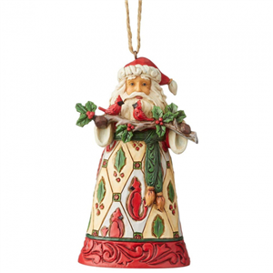 Santa With Cardinals (Hanging Ornament) N