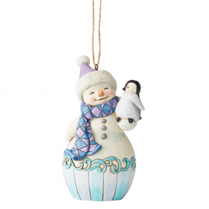 Snowman With Baby Penguin (Hanging Ornament) N