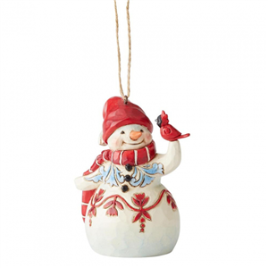 Mini Red & White Snowman (Hanging Ornament) N